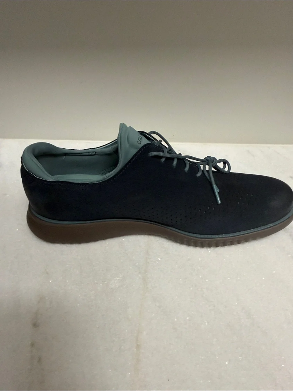 Cole Haan Navy and Light Blue Suede Lace-Up Oxfords